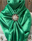 35X35" Solid Green Wild Rag / Scarf WRS18 - Crystal Concho Wild Rag Slides - Assorted