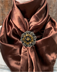 35X35" Solid Brown Wild Rag / Scarf WRS2 - Crystal Concho Wild Rag Slides - Assorted