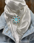 35X35" Solid White Wild Rag / Scarf WRS3 - Crystal Concho Wild Rag Slides - Assorted