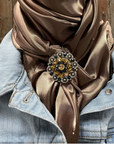 35X35" Solid Tan Wild Rag / Scarf WRS7 - Crystal Concho Wild Rag Slides - Assorted