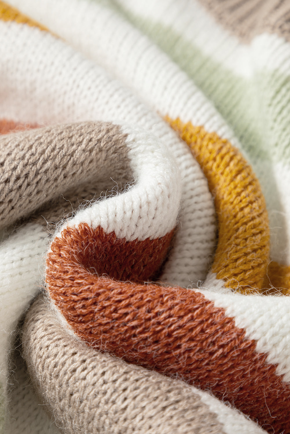 Stripe Colorblock Drop Shoulder Crewneck Sweater