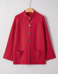 Solid Collared Button Front Cardigan Jacket