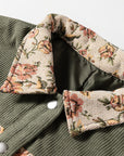 Floral Patchwork Ribbed Corduroy Shirt Jacket