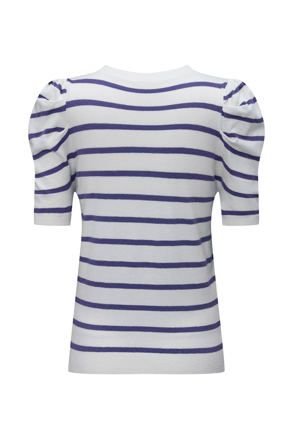 Stripe Ruched Bubble Sleeve Top