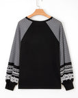 Stripe Patchwork Raglan Long Sleeve Top