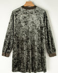 Velvet Long Sleeve V-Neck Side Pocket Dress