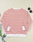 Stripe Drop Shoulder Crewneck Sweatshirt