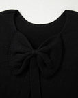 Bow Tie Backless Bubble Sleeve Sweater