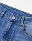 Denim Raw Hem Straight Leg Jeans