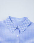 Gingham Puff Sleeve Buttoned Shirt