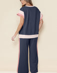 Colorblock Cap Sleeve Tee and Pants Set