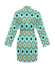 Aztec Turquoise Orange Women's Belted Satin Feel Dressing Lounge Robe