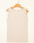 Textured Frilled Trim Sleeveless Top