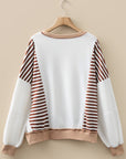 Stripe Colorblock Patchwork Contrast Stitch Sweatshirt