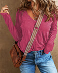 Kinsely V Neck Center Seam Long Sleeve Tee