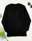 Solid Reverse Seam Crew Neck Long Sleeve Top