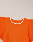 Marilyn Contrast Trim Ruffle Sleeve Knitted Top