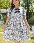 Luciana Plus Size Floral Bow Detail Midi Dress