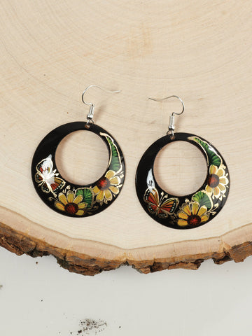 Artisanal - Hand-made jewelry  - HearringsMonarcaFlor - Med. Cobre Black 603449