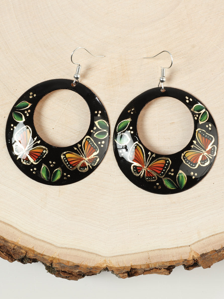 Artisanal - Hand-made jewelry  - HearringsMonarcaFlor - Gde - Cobre Black 603450
