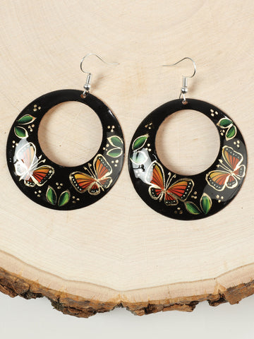 Artisanal - Hand-made jewelry  - HearringsMonarcaFlor - Gde - Cobre Black 603450