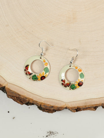 Artisanal - Hand-made jewelry  - HearringsMonarcaFlor - chica - Cobre Beige 603451