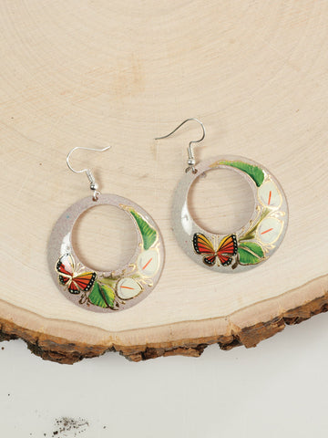 Artisanal - Hand-made jewelry  - HearringsMonarcaFlor - Med - Cobre Beige 603452