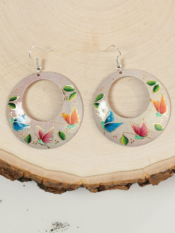 Artisanal - Hand-made jewelry  - HearringsMonarcaFlor - Gde - Cobre Beige 603453