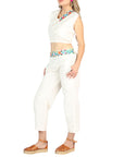 Artisanal Embroidered Set 100% Cotton Beige 604049