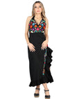 Artisanal Embroidered Dress 100% Cotton Black 604058