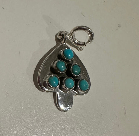 Sterling Silver and Turquoise Mini Christmas Tree Charm