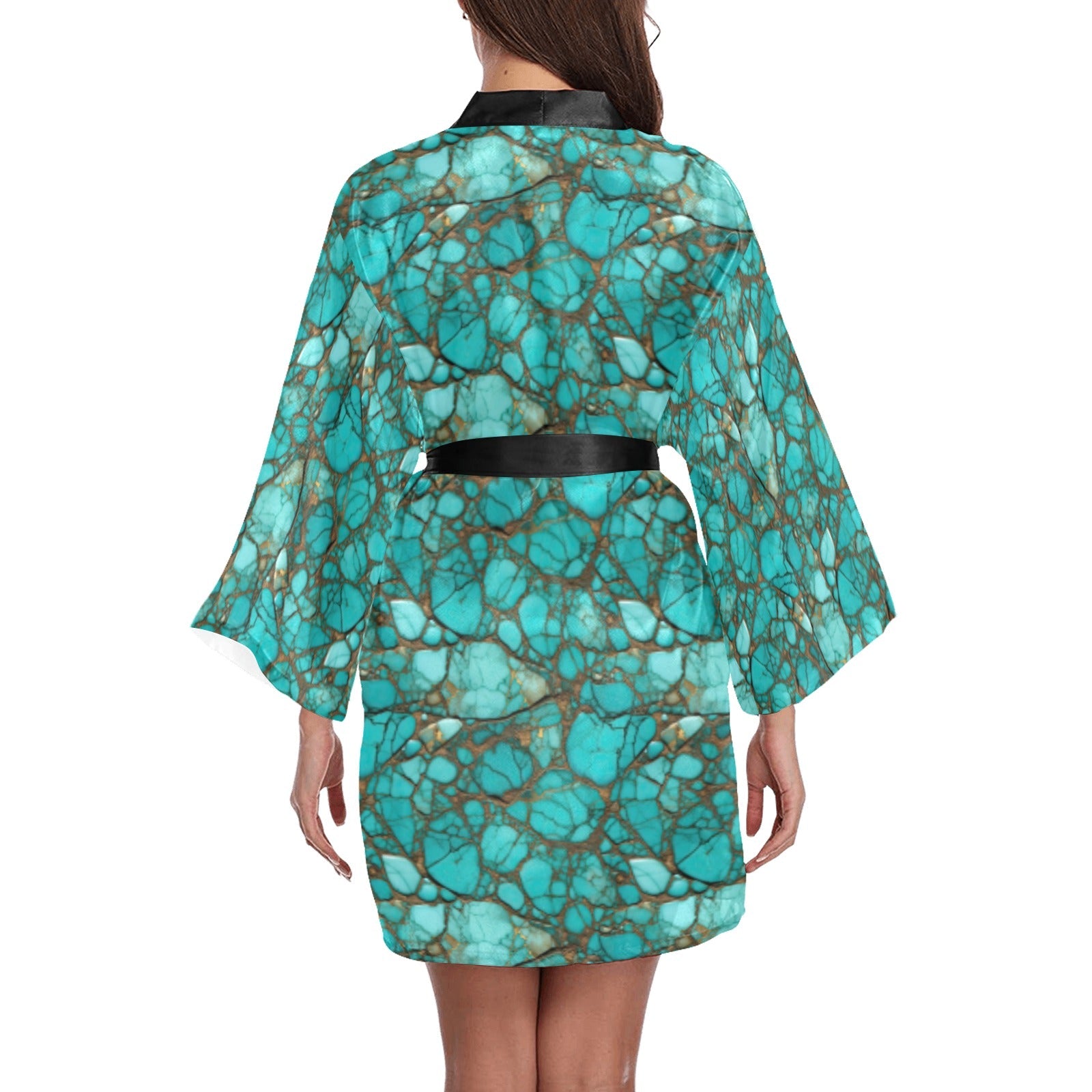 All Turquoise Women&#39;s Lounge Kimono Robe
