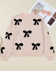 Bow Pearl Embellished Drop Shoulder Sweater