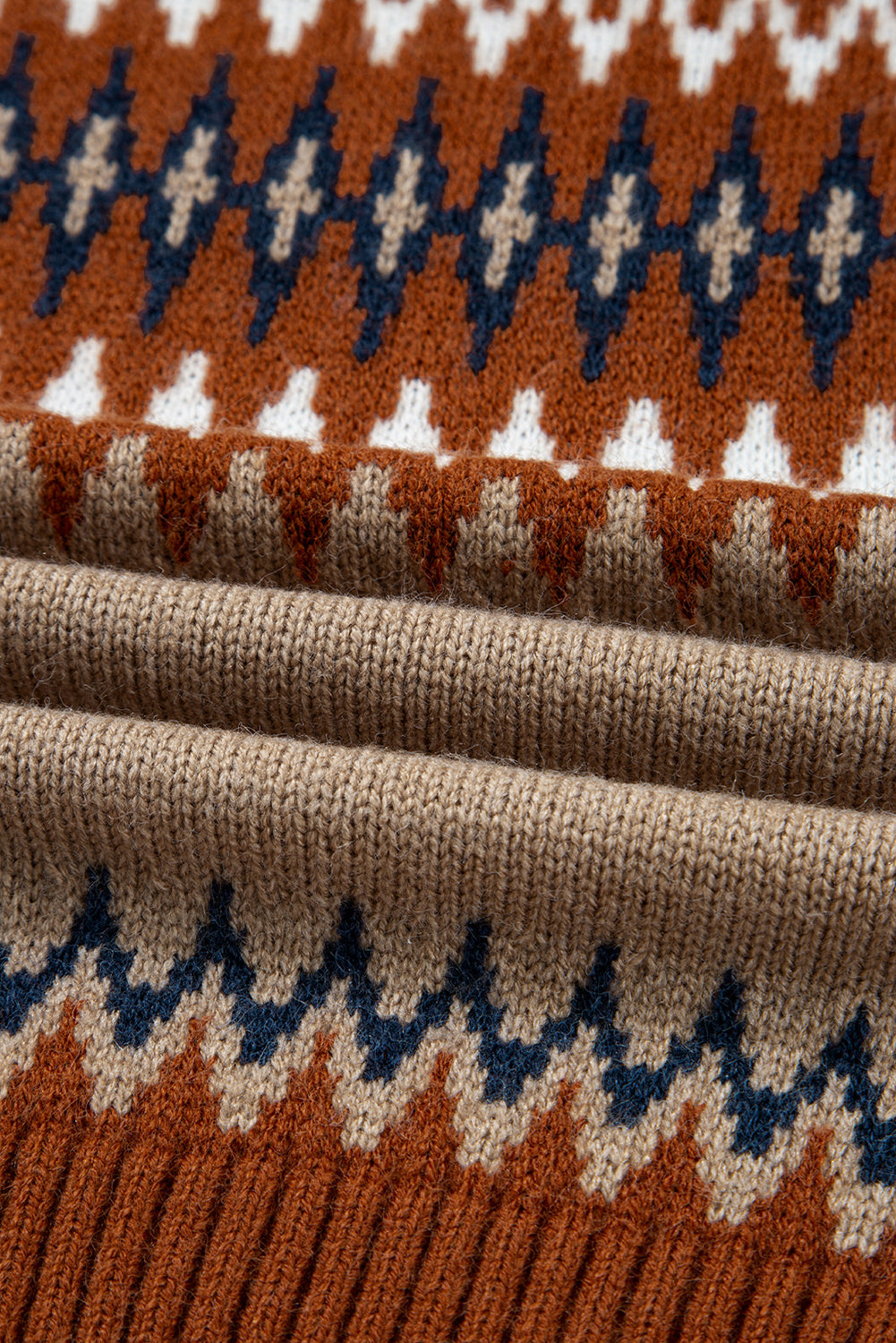 Western Aztec Geometric Colorblock Crewneck Sweater