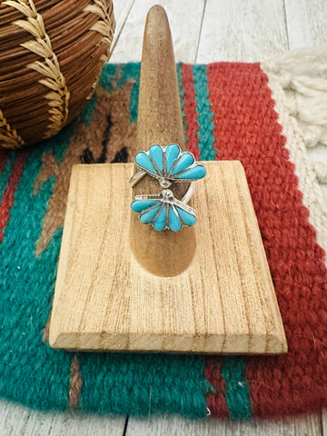 Zuni Sterling Silver & Turquoise Adjustable Ring