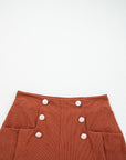 Corduroy Scalloped Edge High Waist Shorts