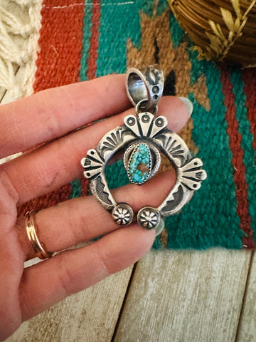 Navajo Sterling Silver & Turquoise Naja Pendant by Kevin Billah