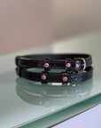 Valentina Black Sparkle Patent Leather Spur Straps