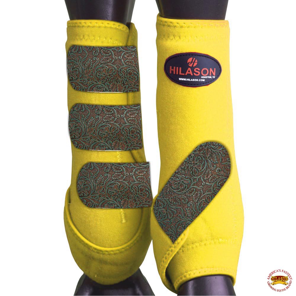 HILASON L M S Horse Rear Hind Leg Sport Boots Printed Hind Rear Leg Boots