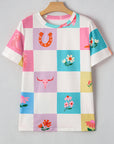 Western Checker Crewneck T-Shirt