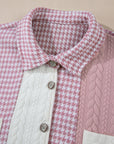 Houndstooth Colorblock Textured Patchwork Shacket