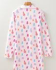 Christmas Tree Buttoned Shirt Sleep Dress