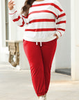 Stripe Drop Shoulder Top and Jogger Pants Set