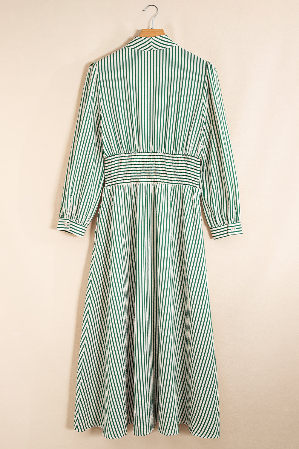 Stripe V-Neck Zip Front Midi Dress