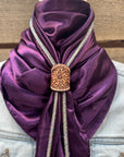 35X35" Solid Plum Wild Rag / Scarf - Leather Slide and Bolo Tie