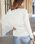 Solid Reverse Seam Crew Neck Long Sleeve Top
