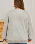 Plus Size Bow Embroidered Drop Shoulder Sweatshirt