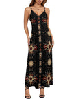 Black and Tan Southwestern Aztec Western Maxi Dress