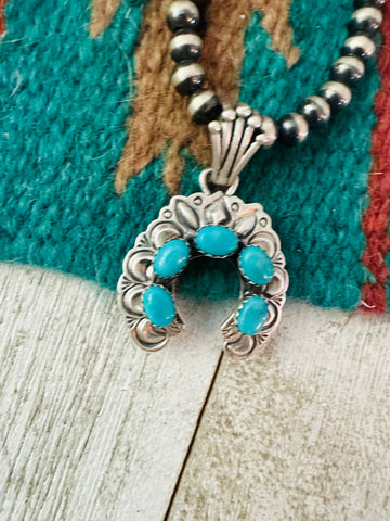 Navajo Turquoise & Sterling Silver Naja Pendant