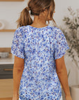 Ellie Flutter Sleeve V Neck Floral Blouse